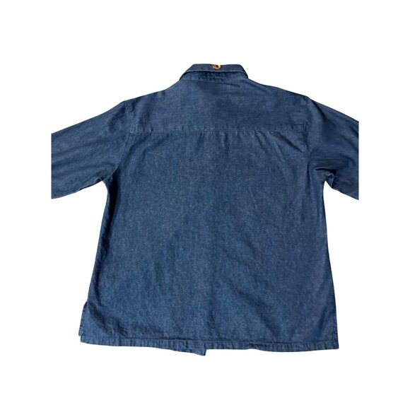 Vintage 90s Premier International Denim Blouse Womens M Removable Collar Pumpkin - Picture 16 of 16